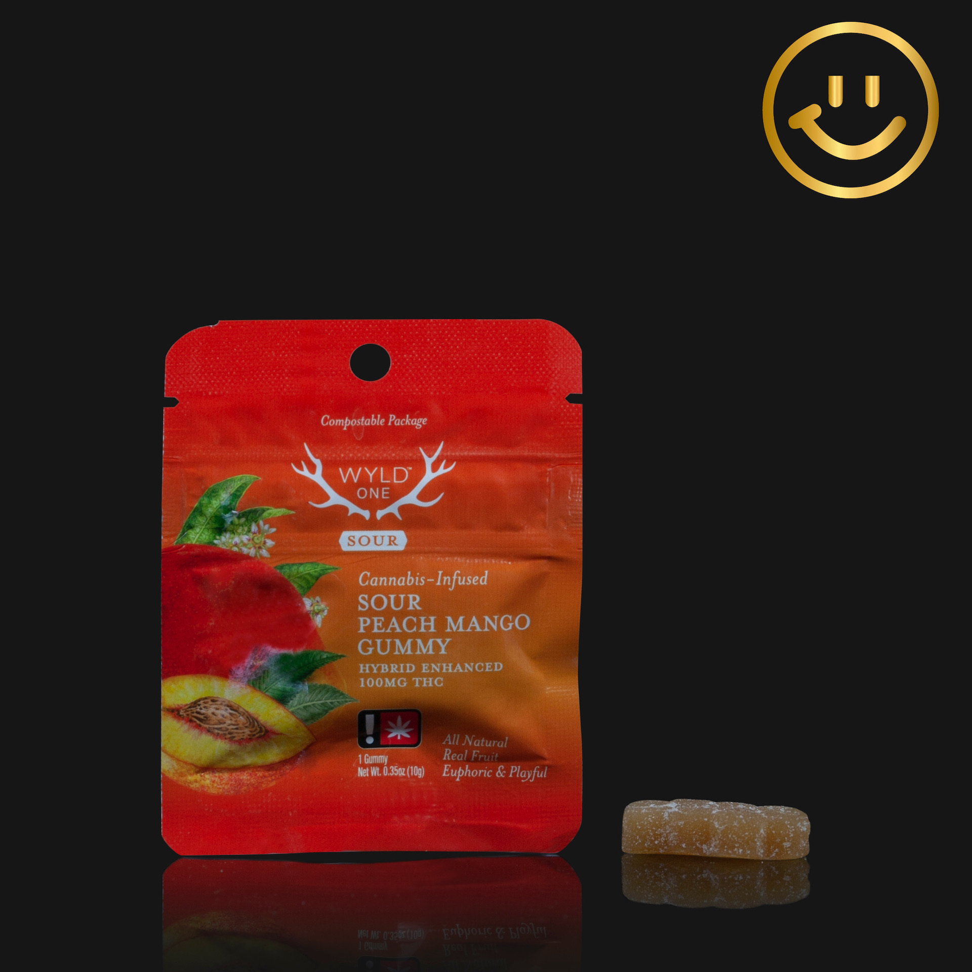 WYLD ONES | Sour Peach Mango Gummy 100mg THC | single - P